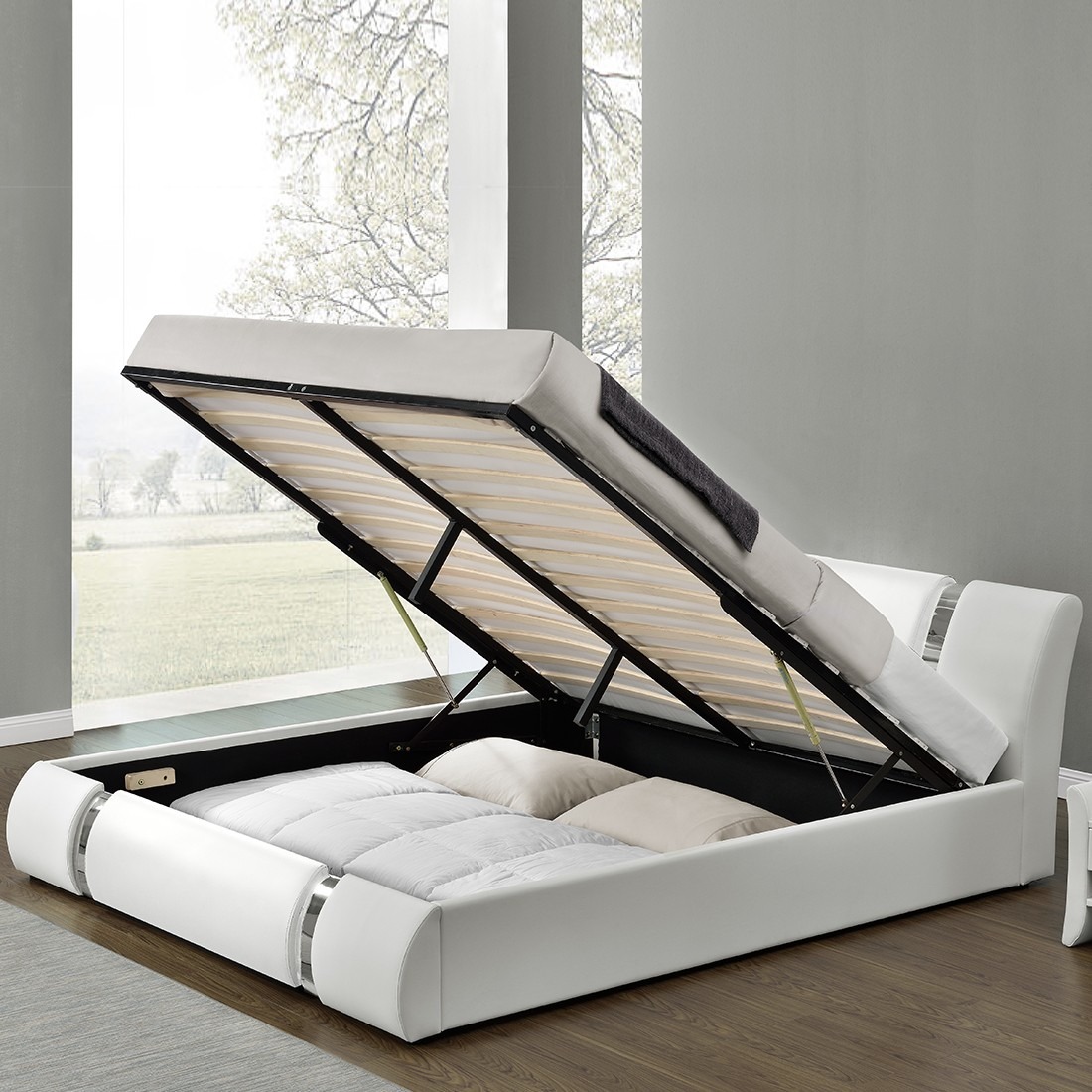 Lit Nova Avec Sommier Relevable Et Rangement Intégré - MEUBLERDESIGN