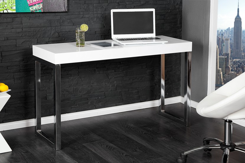 Design console WHITE DESK 120cm tavolo da ufficio bianco lucido